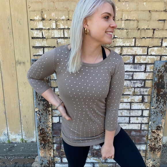 VILA Milano Neutral Studded Sweater - Picture 2 of 8